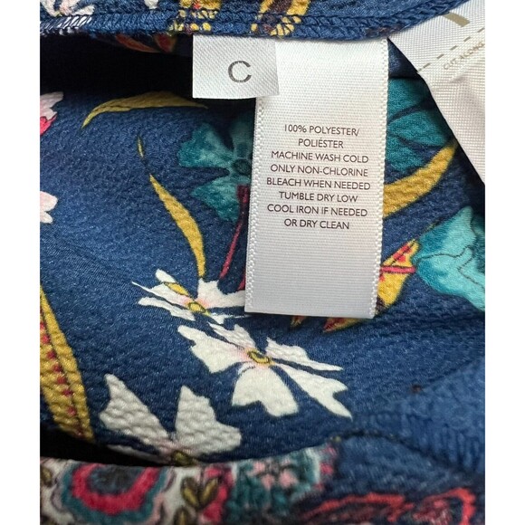 LOFT Petites Dress  Women's Size SP  Blue Wild Flower Print Long Sleeve Shift - Picture 9 of 11